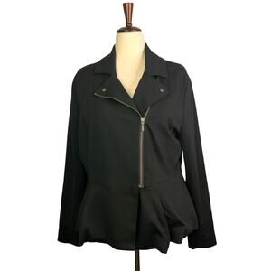 TORRID Womens Moto Jacket Size 2 black Full Zip Jersey Knit Grunge Minimal